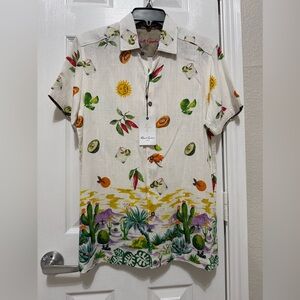 Robert Graham Men's Mezcal Print Short Sleeve Button-Up Shirt (Size Small).